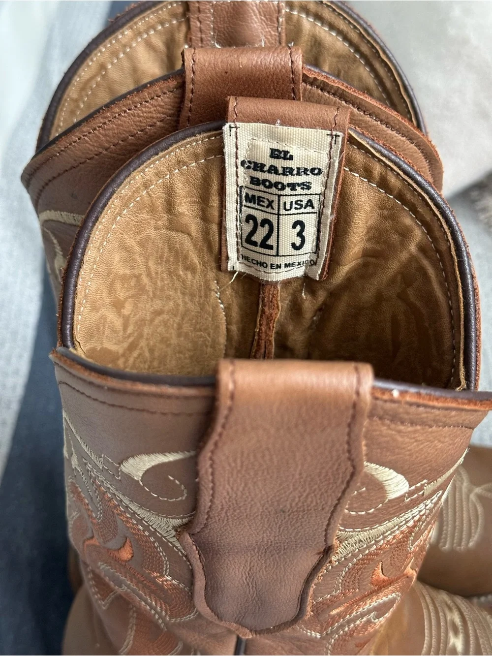 Brown Embroidered Western Cowboy Boots Big Girls Size 3